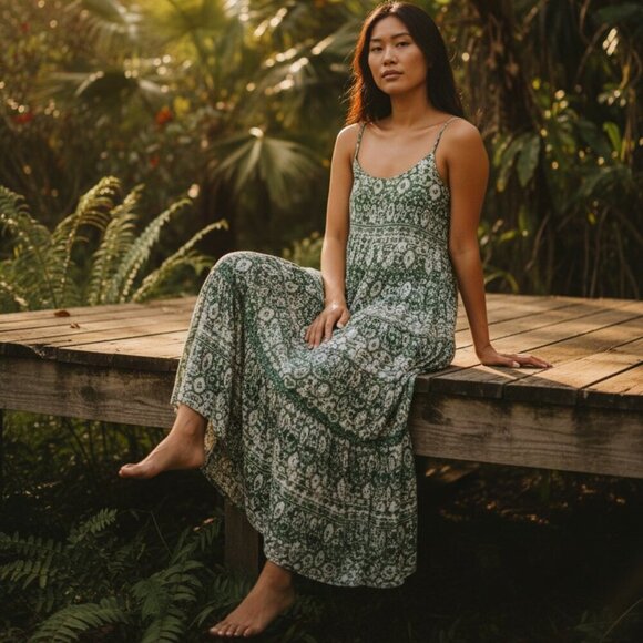 Adrianna Papell Dresses & Skirts - Adrianna Papell Green/Ivory Cotton Eyelet Midi Dress Size 10 MSRP $159